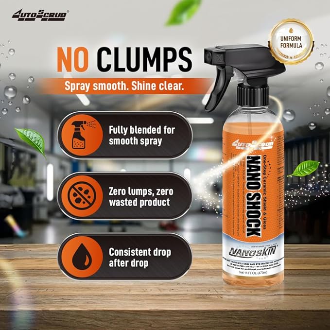 Nanoskin NANO SHOCK One-Step Ceramic Shield & Gloss 30 Gallons – SiO2 Spray Sealant, Clay Lubricant & Hydrophobic Coating | Easy Spray-On Wipe-Off Gloss for Cars, Trucks & RVs