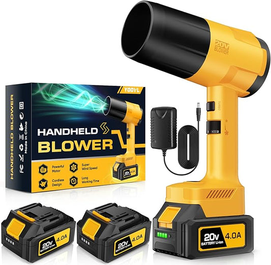 Leaf Blower Cordless, Handheld Leaf Blower with 2 Battery and Charger, 6 Speed Modes, Lightweight Blower for Patio, Lawn, Yard, Dust, Blowing Leaves
