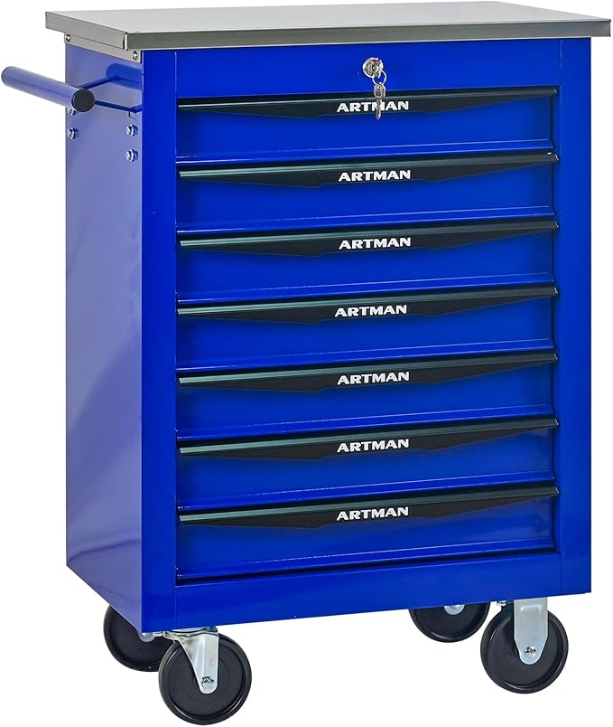 7 Drawers Tool Cart on Wheels, Multifunctional Rolling Tool Box, Drawers Rolling Trolley Organizer Tool Storage Chest for Garage,Workshop,DIY Multiple Interconnectable(4 Drawers-30.5" H)