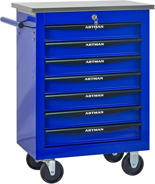 7 Drawers Tool Cart on Wheels, Multifunctional Rolling Tool Box, Drawers Rolling Trolley Organizer Tool Storage Chest for Garage,Workshop,DIY Multiple Interconnectable(4 Drawers-30.5" H)