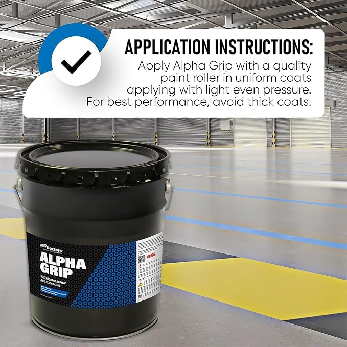 Alpha Grip Non-Slip Paint for Concrete & Asphalt – Non-Skid Coating Ideal for Striping Parking Lots, Playgrounds & Pavements (Yellow, 5 Gallon)
