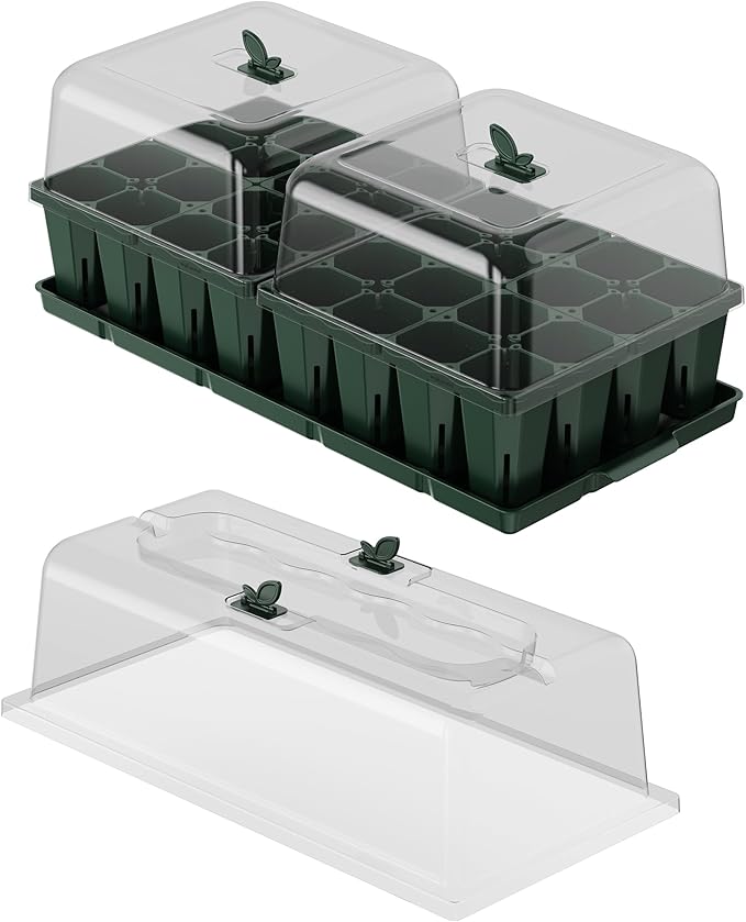Vego garden Germination Bundle, 8Packs Jumbo Seedling Trays with Seedling Tray Lids and 10" x 20" Seedling Humidily Dome