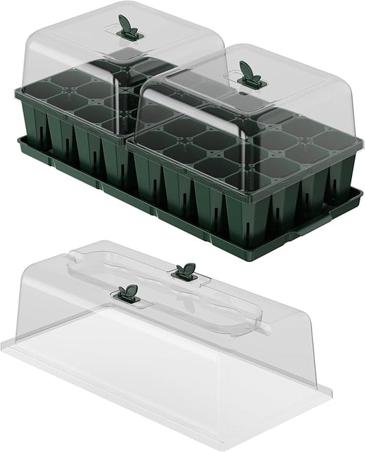 Vego garden Germination Bundle, 8Packs Jumbo Seedling Trays with Seedling Tray Lids and 10" x 20" Seedling Humidily Dome