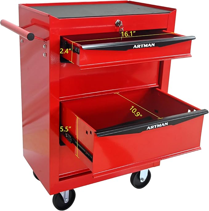 4 Drawers Rolling Tool Box on Wheels, Multifunctional Tool Cart, Drawers Rolling Trolley Organizer Tool Storage Chest for Warehouse,Garage,Workshop,Repair Shop (4 Drawers-30.5" H)