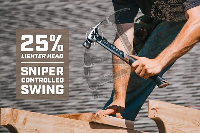Spec Ops Tools Hammer Set, 20 oz Nailing Hammer and 22 oz Framing Hammer with Rip Claw & Soft Mallet Cap,25% Lighter Head, Shock-Absorbing MOA Grip, 3% Donated to Veterans