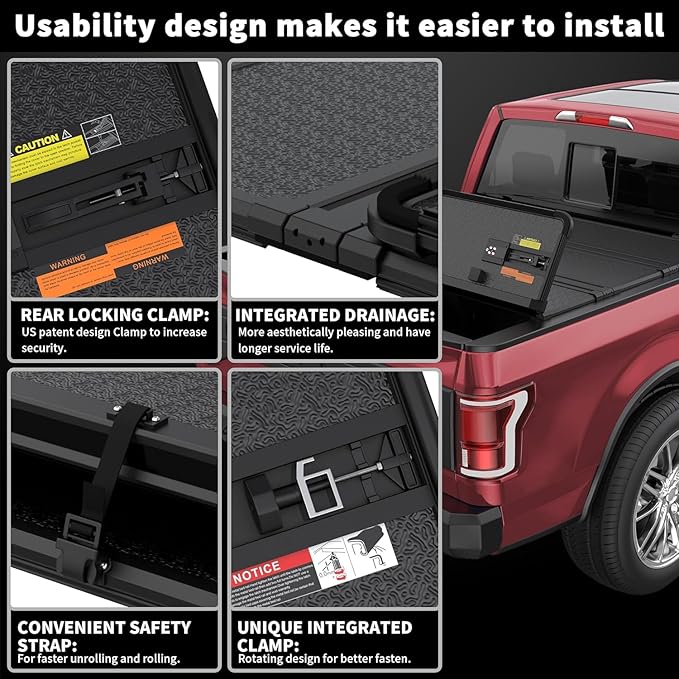 Hard Quad Fold Aluminum Truck Bed Tonneau Cover Compatible for 2007-2013 Chevy Silverado/GMC Sierra 1500 Fleetside 4-Fold 5.8FT 69.3 Inch