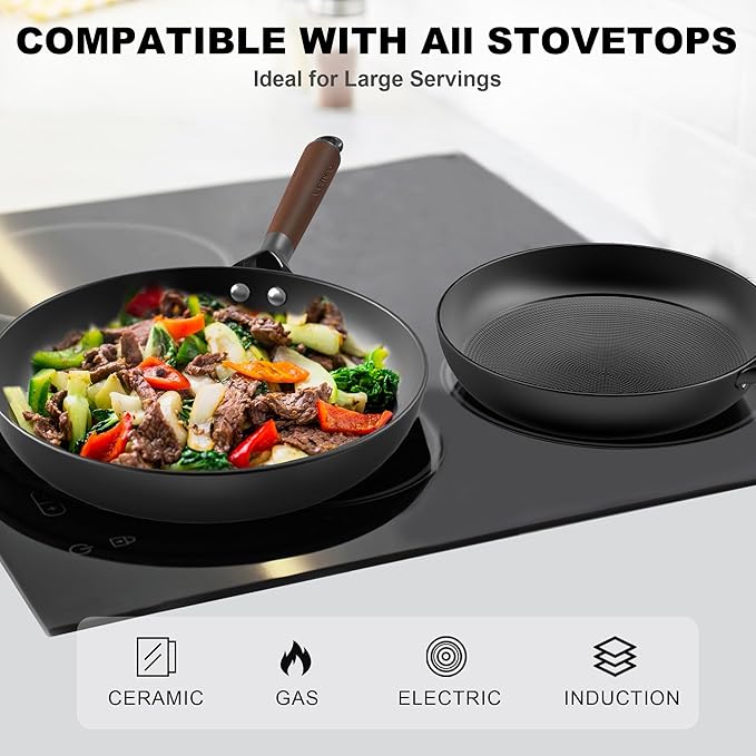 10" Cast Iron Skillet, Nonstick Frying Pans with Detachable Handle, Oven & Dishwasher Safe, Works with All Gas, Electric and Induction Stoves
