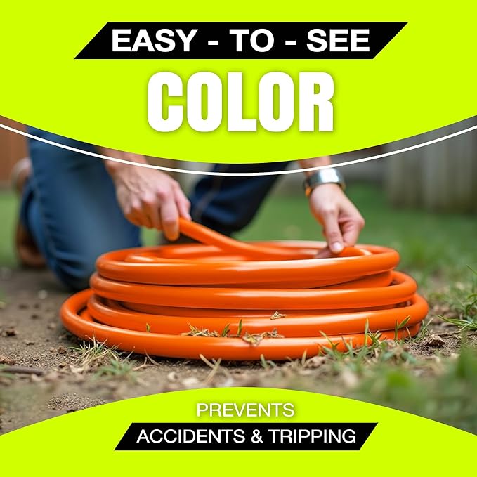 50ft Outdoor/Indoor Extension Cord 10/3 Gauge Ultra Heavy Duty 3 Prong SJTW, Waterproof, Flexible Cold-Resistant Long Power Cord,15A 125V 1875W, Orange by LifeSupplyUSA