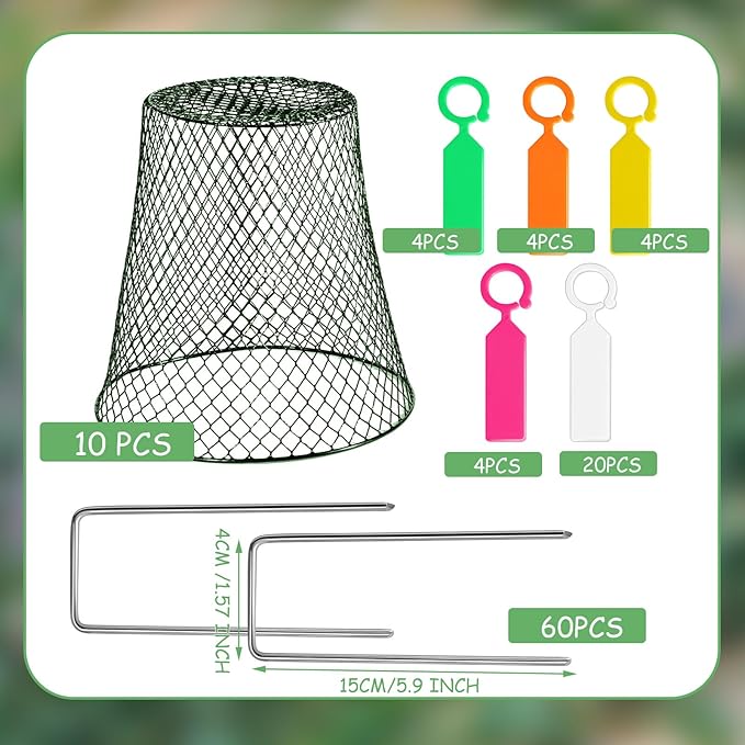 10 Pcs 8inch Chicken Wire Plant Covers Wire Garden Cloches Chicken Wire Cloche Plant Protector Metal Heavy Duty Garden Plant Cloche for Keeping Bunnies Chicken Squirrels Birds Other Out
