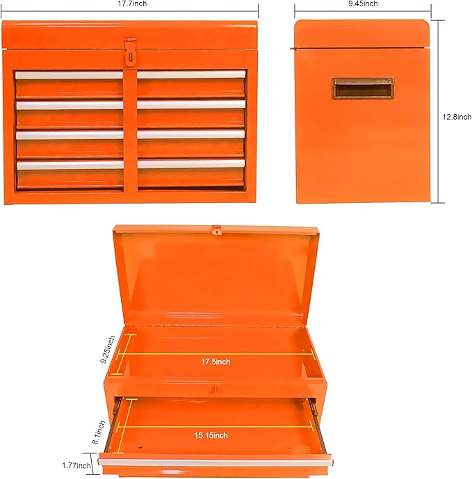 5 Drawer Rolling Tool Chest,Tool Storage Cabinet & Tool Box Cart with Wheels, Big Tools Removable Tool Box Combo,Tools Storage Boxs,Tools Case for Garage Warehouse Workshop (Orange)