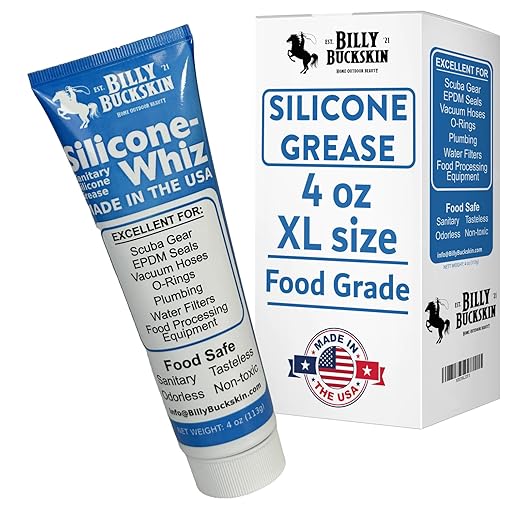 4oz XL Silicone-Whiz Food Grade Silicone Grease for O Rings - Lubricate Gasket, Mixer, Belts, Food Processing Equipment - Waterproof Plumbers Grease for Commercial & Domestic Use by Billy Buckskin