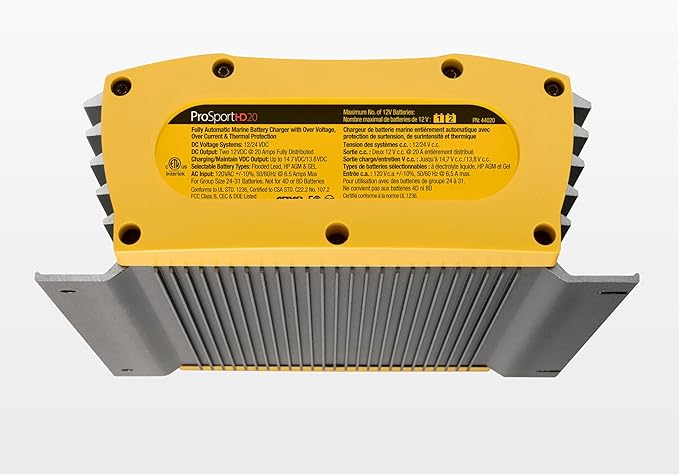 ProMariner 44012 ProSport HD Waterproof Marine Battery Charger, 12 Amp, 2 Bank
