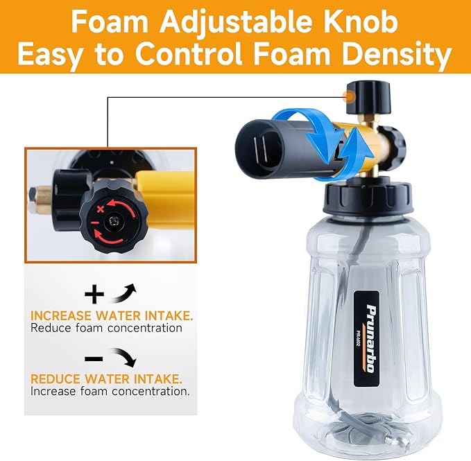 Foam Cannon for Pressure Washer with Gun, Heavy Duty Brass Swivel with 1/4” Quick Connector 5650 PSI Soap Lance Blaster for Car Washing 6-in-1 Nozzle Tips kit 1 Liter Vehicle Cleaning Tool