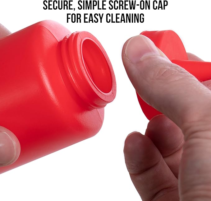 Ketchup and Mustard Squeeze Bottle Combo Pack | 2-pack 16-oz Red & Yellow Plastic Kitchen Table Condiment Squirt Dispensers | Restaurant Supplies for Food Truck, Grilling, Dressing, BBQ Sauce, Crafts