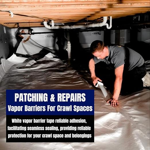 Vapor Barrier Tape, 4" Wide x 180' Long, 9 Roll, Waterproofing Vapor Barrier Seam Tape for Stucco, Crawl Space, Repair, Plastic Liners, Metal Building Insulation Seams