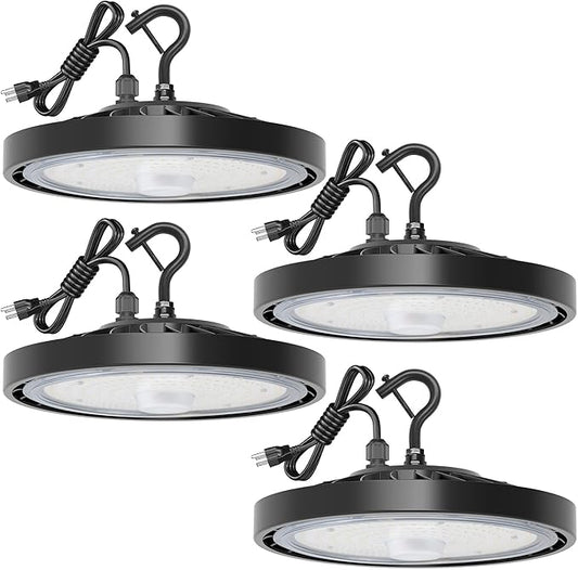 LED Shop Lights 100W 16,000LM 5000K Super Bright High Bay Shop Lights with US Cable Plug in for Garage Workshop Warehouse Factory Barn (100W 4Pack)