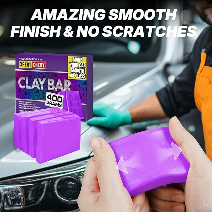 Car Clay Bar 4 Pack 400g(4x100g), Auto Detailing Premium Grade No Scratch Magic Clay Bars Cleaner Kit with Washing and Adsorption Capacity for Car Auto SUV, RV, Truck, Purple