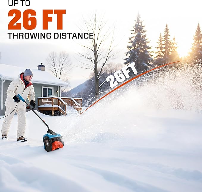 SENIX 12 Amp Electric Snow Shovel | 13-Inch Corded Snow Thrower with 8-Inch Clearing Depth | 480 lbs/Min Removal, 26ft Max Throw Distance for Driveway, Sidewalk, Steps & Patio (STE12-L)