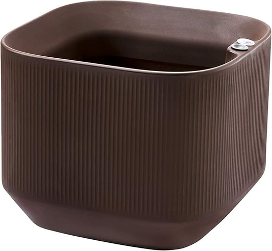 Crescent Garden Modular Self-Watering Plant Box with TruDrop Water Level Indicator, Indoor/Outdoor, Small Modern Box Planter for Herbs, Flowers, Peace Lily, Houseplants - 20"x20"x16"H (Bark)
