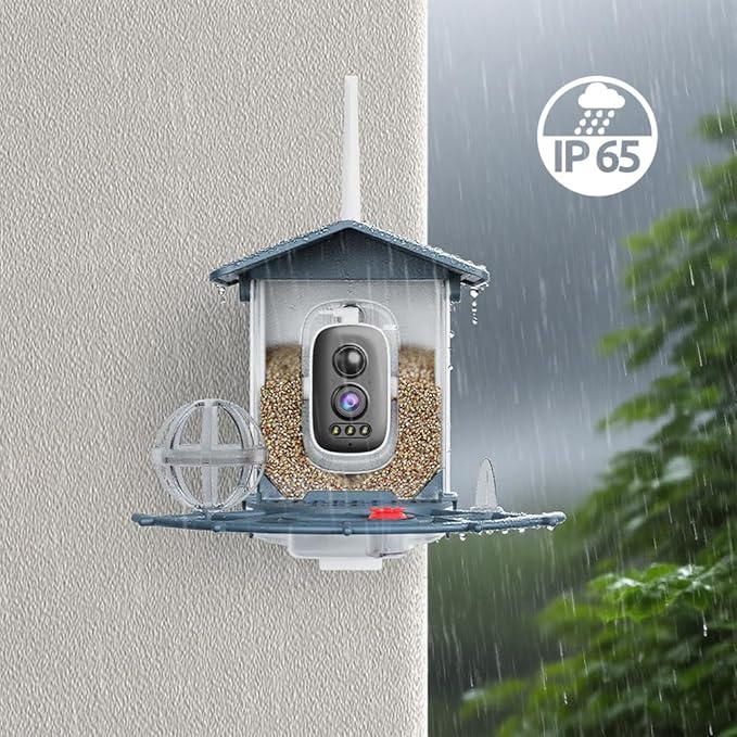 WOOLINK 2K Smart Bird Feeder with Camera, 3MP 2.4Ghz Solar Wireless Battery Camera With AI Bird Species Identification, HD Video Bird House with Camera for Ourdoor, IP65 Waterproof, Color Night Vision
