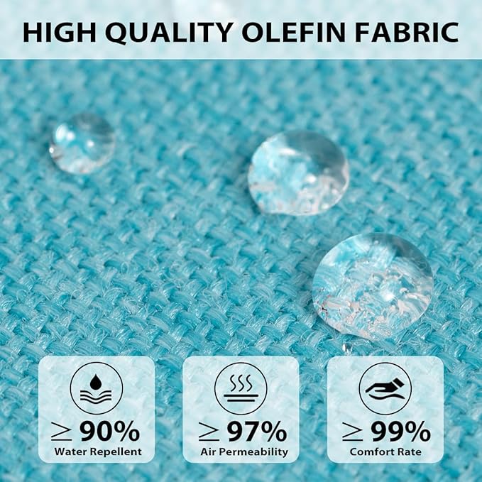 Sundale Outdoor Olefin Chaise Lounge Cushion Set of 2, Water-Resistant Patio Lounge Chair Cushion, Thick Lounger Pad with 4 Straps Teal, 80 x 26 x 4 Inches