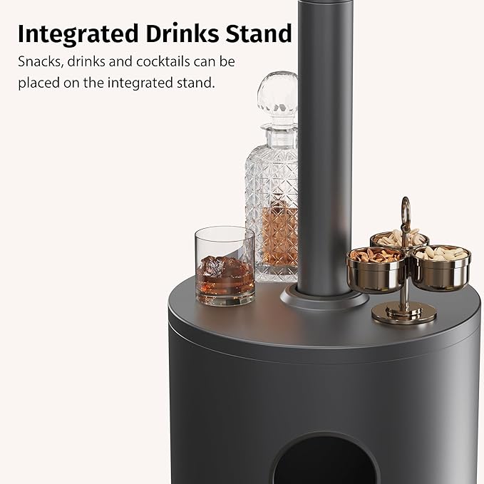 EAST OAK 48,000 BTU Patio Heater for Outdoor Use with Round Table Design, Double-Layer Stainless Steel Burner, Wheels, Triple Protection System, Outdoor Heater for Home and Residential, Grey