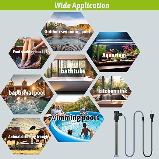 1500W Submersible Immersion Water Heater for Pool & Hot Tub – Portable Electric Heater with Auto Shut Off & WiFi Timer, for Inflatable Pool, Above Ground Pool, Baptistry, Spa and Bathtub