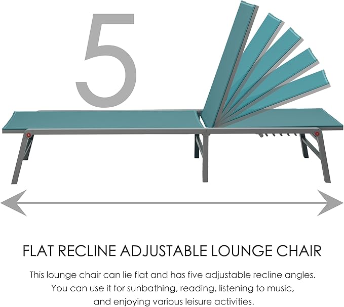 Kozyard Lounge Chair Outdoor Foldable Outdoor Lounge Chair (2MintGreen Textilence W/Table)