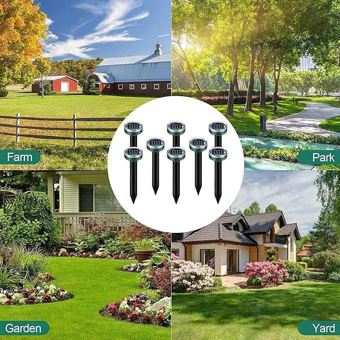 Ultrasonic Mole Repellent Solar Powered Gopher Repellent, Vole Repellent Mole Repellent for Lawn Garden Yard Waterproof Get Rid of Moles Voles Gophers Rats Rodents