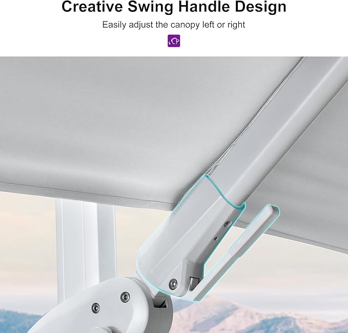 PURPLE LEAF 9' X 12' Right-left Tilt Patio Umbrella Swivel White Cantilever Umbrella with Tilt Aluminum Outdoor Umbrella with 360° Rotation for Deck Pool Garden, White