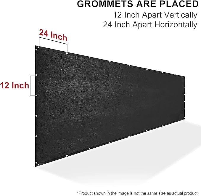 8' x 50' Black Privacy Screen Fence Cover Heavy Duty Fencing Mesh with Zip Tie for Deck, Patio, Backyard, Outdoor Pool, Porch, Railing - We Can Make Custom Sizes