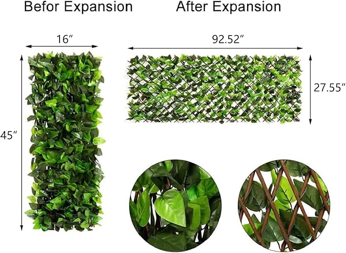 DOEWORKS Expandable Fence Privacy Screen for Balcony Patio Outdoor, 4PCS Faux Ivy Fencing Panel for Backdrop Garden Backyard Home Decorations