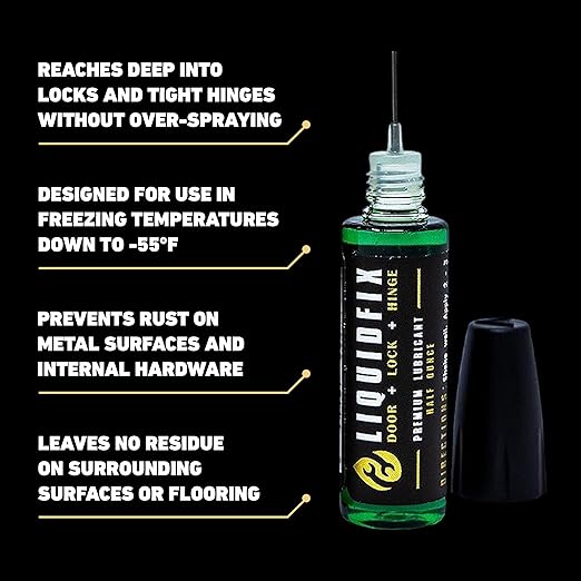 LIQUIDFIX LiquidFix Door, Lock, and Hinge Lubricant | 4 oz Dropper + 0.5 Needle Combo Pack Door & Sliding Long-Lasting Squeaky Oil for Hinges Glass Doors
