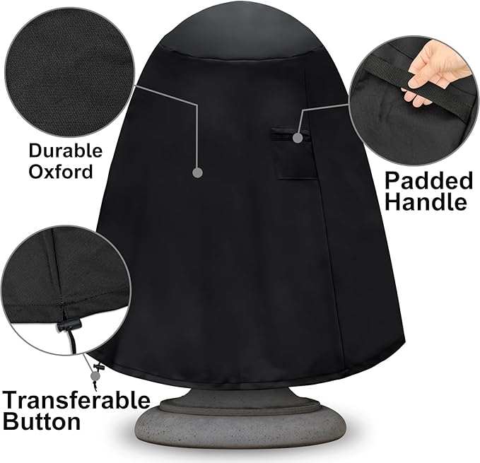 Fountain Cover（48"x68"） 600D Oxford Cloth Garden Fountain Statue Protective Cover, Fountain Protector with Drawstring Weather Resistant for Winter Outdoor Patio Fountain (48"x68"- black)