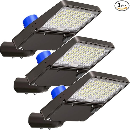 CINOTON LED Parking Lot Light - 24000LM 150W UL Listed - 0-10V Dim Dusk to Dawn - IP65 Adjustable Slipfitter Mount Outdoor Security Lighting for Yard Barn Street Court Stadium, 5000K, 100-277V, 3 Pack