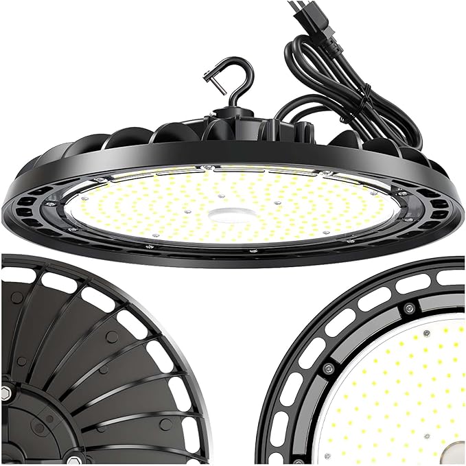 LED High Bay Light 240W PREM 1-Pack, 12' UFO Commercial Lighting Fixture w/Plug for Garage Shop Warehouse Workshop, 5000k 35000lm Dimmable IP65 UL ETL Listed (Count of 1)