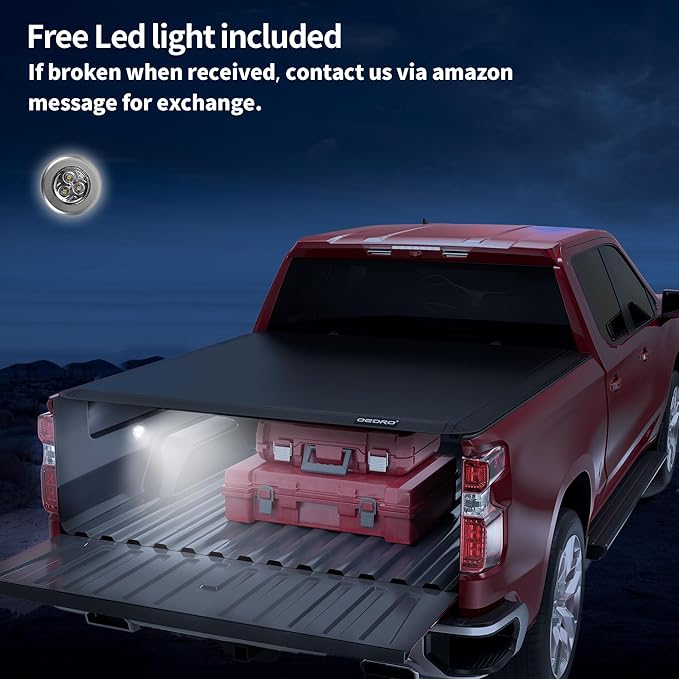 OEDRO Soft Quad Fold Truck Bed Tonneau Cover Compatible with 2019-2025 Chevy Silverado 1500 / GMC Sierra 1500, Fleetside 6.6 Ft Bed Without Multi-Flex Tailgate(Not for Legacy/Limited/2500 3500hd)
