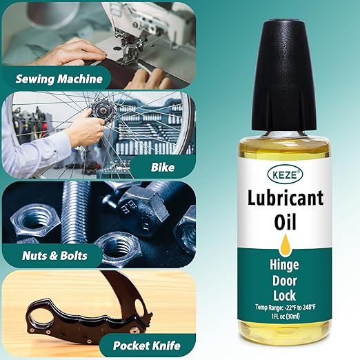 Keze Door Hinge Lubricant Door Squeaky Fix Lubricating Oil for Noise Synthetic Knife Oil Lube for Lock Hinge Hair Trimmers Knife Pivot Machine Tools Watch Keyhole with Needle Oiler 1 oz, 1 Pcs
