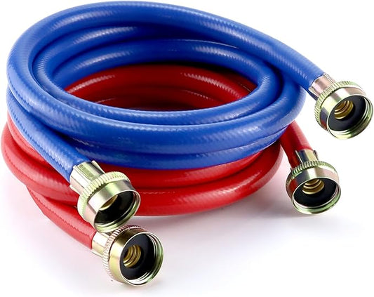 6FT Washer Water Line/Rubber Washing Machine Hoses 6FT,Universal Washing Machine Hose/Washer Water Line for Hot and Cold Water Washer Hoses (2 Packs) with 3/4" Connection Water Supply Lines-by MIFLUS