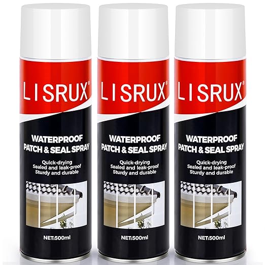 Waterproof Patch & Seal Rubberized Sealant Spray, 17 oz (3 Pack) White, Liquid Rubber Sealant to Seal Cracks, Leak Stopper Rubber Spray Perfect for Gutters, Wood, Campers, Roof Repair, Windows