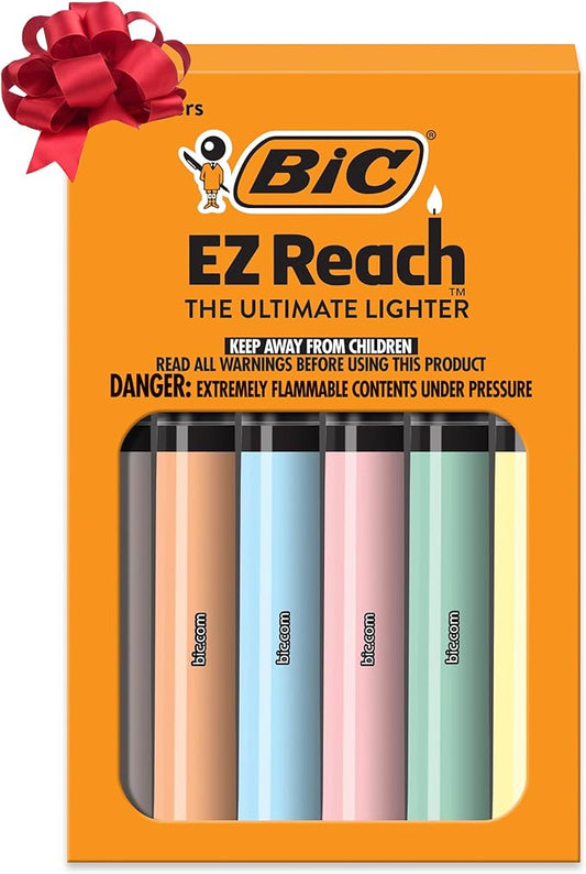 BIC EZ Reach Lighters, Candle Lighters for Stocking Stuffers, Pastel Collection, 6-Pack