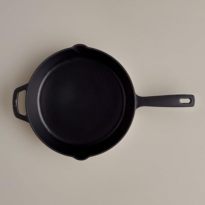 Milo by Kana 10-Inch Enameled Cast Iron Skillet | Nonstick Pre-Seasoned Cast Iron Grill Pan | Oven Proof and Dishwasher Safe | Cast Iron Cookware (Black)