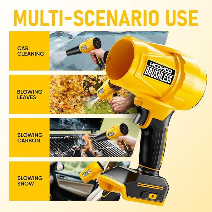 Cordless Leaf Blower for DeWALT 20V Battery,580000RPM Brushless Turbo Jet Blower with 3 Nozzles, Lightweight Handheld Blower for Patio, Lawn, Yard, Leaves, Dust, Garage & Snow Cleaning (No Battery)
