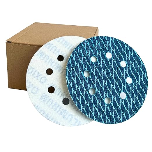 40pcs 5 inch Sanding Discs Hook and Loop Diamond Shape, Anti-Clogging Orbital Sander Sandpaper, Aluminum Oxide Sandpaper 8 Holes 60#/80#/120#/240# by Banmo Abrasive