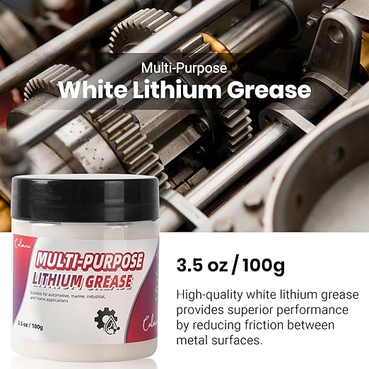 3.5oz Multi-Purpose White Lithium Grease with 2 Brushes, Ideal for Automotive, Marine, Brakes, Garage & Sliding Doors, Waterproof, Rust & Corrosion Resistant, High-Temperature Safe