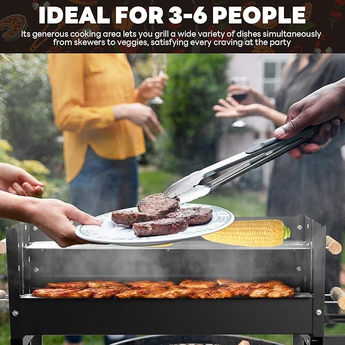 Clearance discount Charcoal Grills - Portable Charcoal Grill,2025 Skewer Charcoal Grill with wheels, for camping and picnic