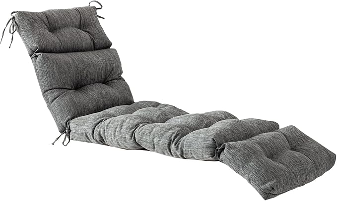 QILLOWAY Indoor/Outdoor Chaise Lounge Cushion,Spring/Summer Seasonal Replacement Cushions. (Charcoal Black/Grey)