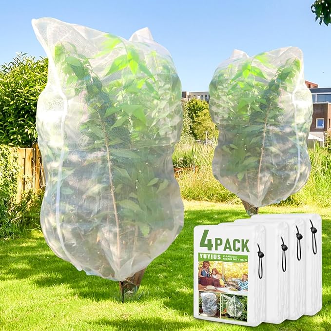 Fruit Tree Netting, Blueberry Bush Netting Cover for Garden Protection, 4Pcs 4x4.9 FT Garden Plant Netting Pest Barrier for Raised Beds for Strawberry, Tomato, Bug Mesh Net from Bird, Cicadas