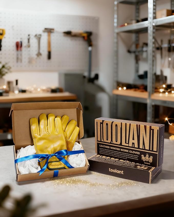 toolant Winter Leather Work Gloves, Warm 3M Thinsulate Lining for Cold Weather Work, Thermal Insulated Gloves