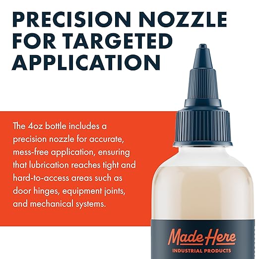 Made Here Co.Door Hinge Lubricating Oil - Smooth Performance for Doors, Hinges, and Locks | Non-Toxic | Odor-Free | Protects Against Rust & Corrosion | for Multi-Surface Application | 4oz